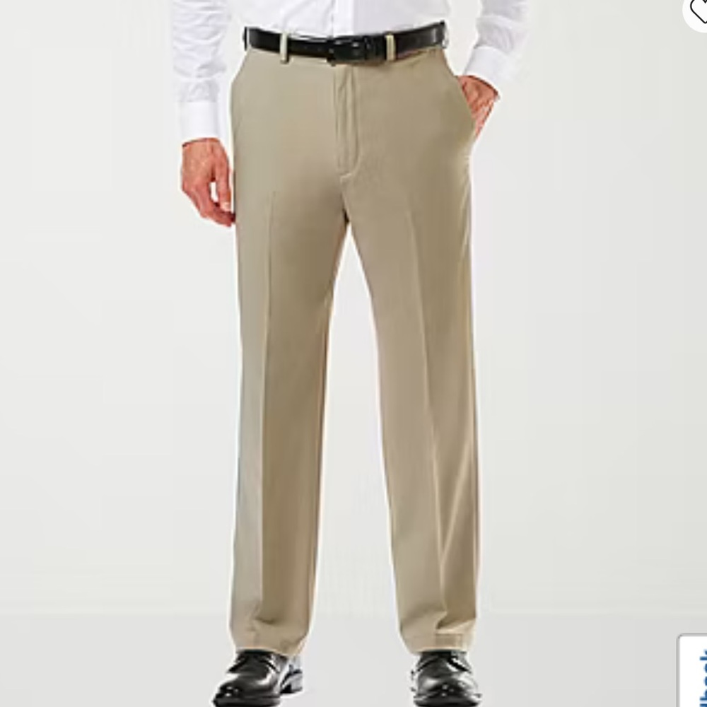 Haggar Cool 18 Pro Mens straight Fit Flat Front Pant khaki 34x30